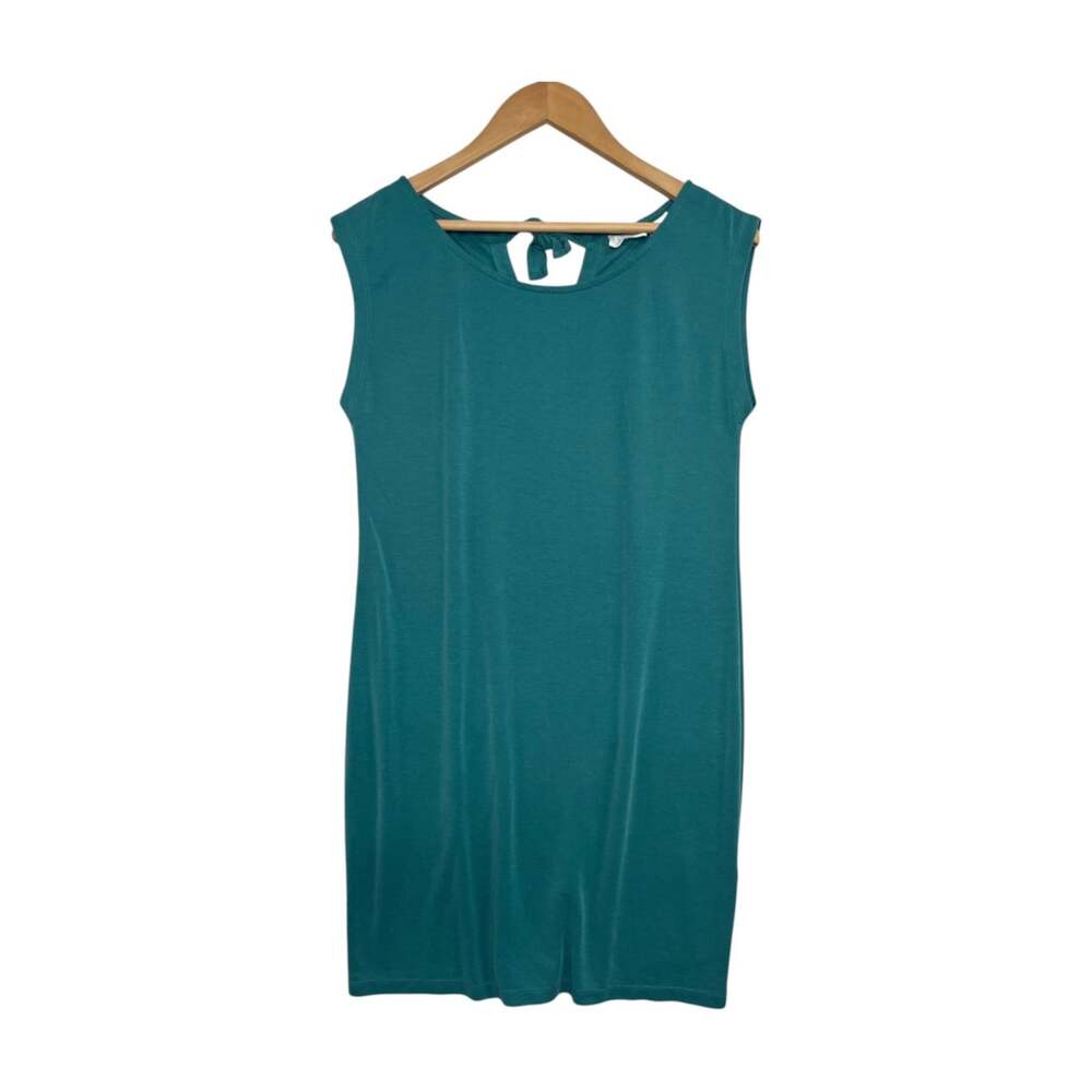Sigrid Olsen Dress Womens Small Green Tie Back Shift Modal Beach Coastal Casual